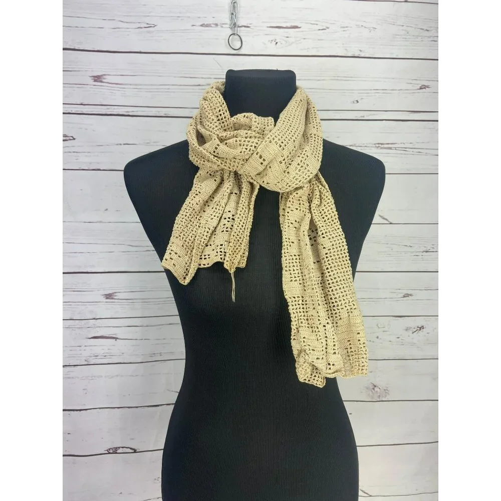 Handcrafted Beige Crochet Scarf‎ Wrap